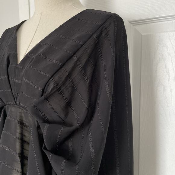 Lulus Satin Plisse Top Women S Witchy Fairy Grunge Whimsigoth Batwing Gothic - Picture 6 of 14